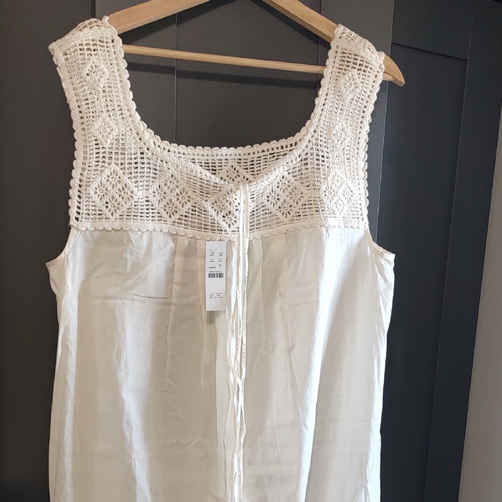 J. Crew Cream Crochet Yoke Tank Dress